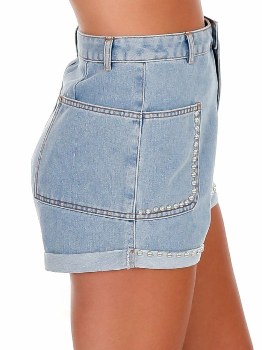 Gameday * | Budget Cloud Ten Dance All Night Studded Shorts Gameday Light Denim