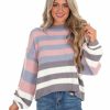 Clothing * | Deals Blue B Tops Crash Course Cozy Stripe Sweater