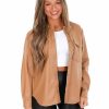 Clothing * | Best Pirce Love Tree Tops Hurry Love Leather Shacket Camel