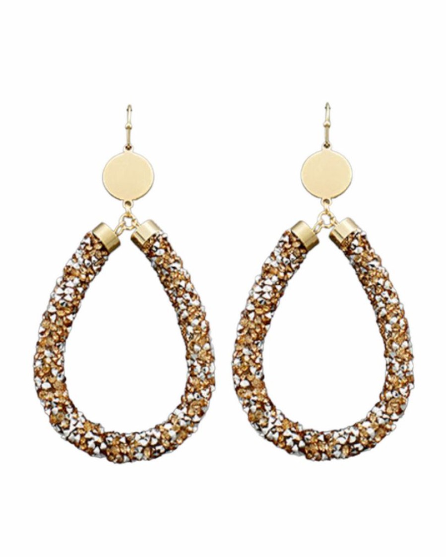 Gameday * | Deals Golden Stella Sparkling Tube Teardrop Earrings