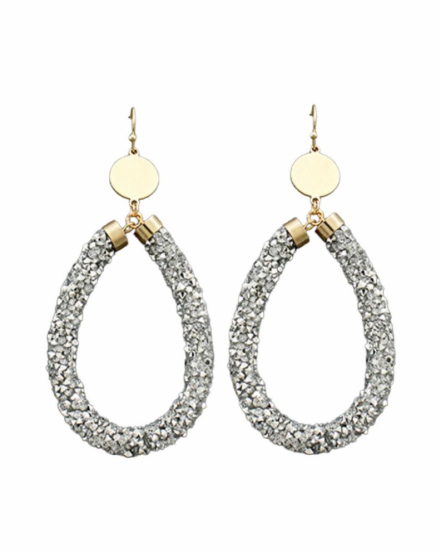 Gameday * | Deals Golden Stella Sparkling Tube Teardrop Earrings