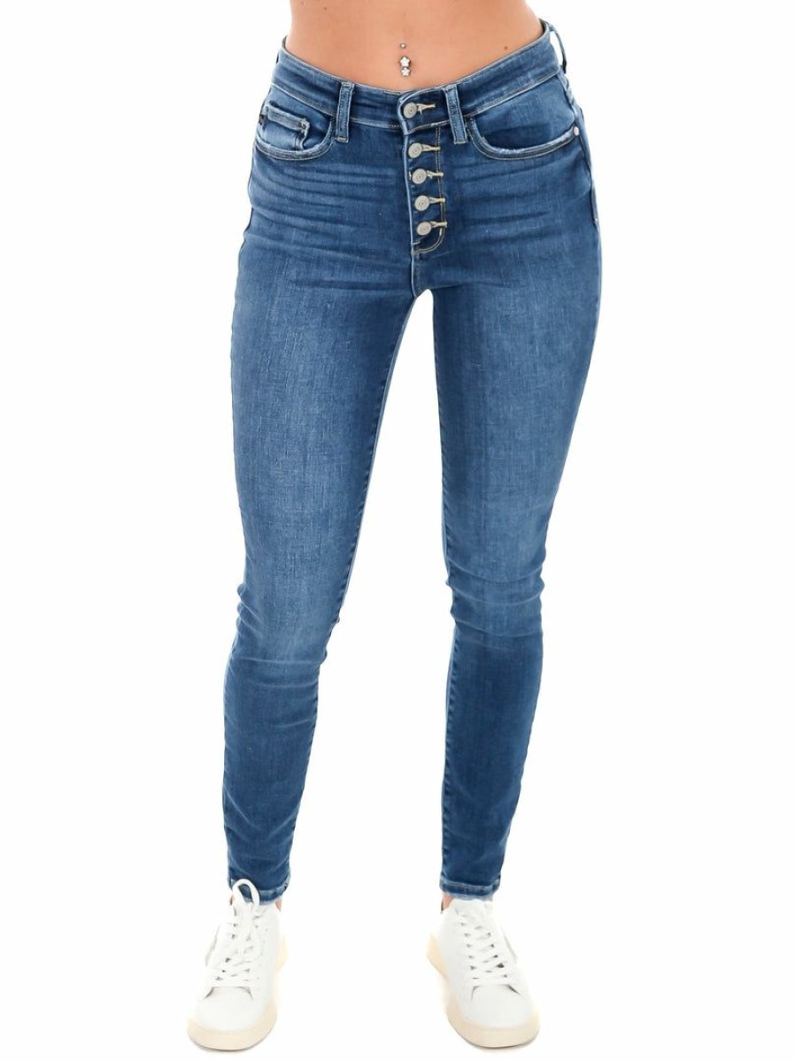 Clothing * | Cheapest Judy Blue High Rise Button Fly Skinny Plus Medium