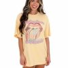 T-Shirts * | Best Pirce Livy Lu Rolling Stones World'S Greatest Band Thrifted Tee T-Shirts Yellow