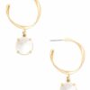 Gameday * | Cheap Jewelry Metallic Glass Stone Charm Hoop Earrings