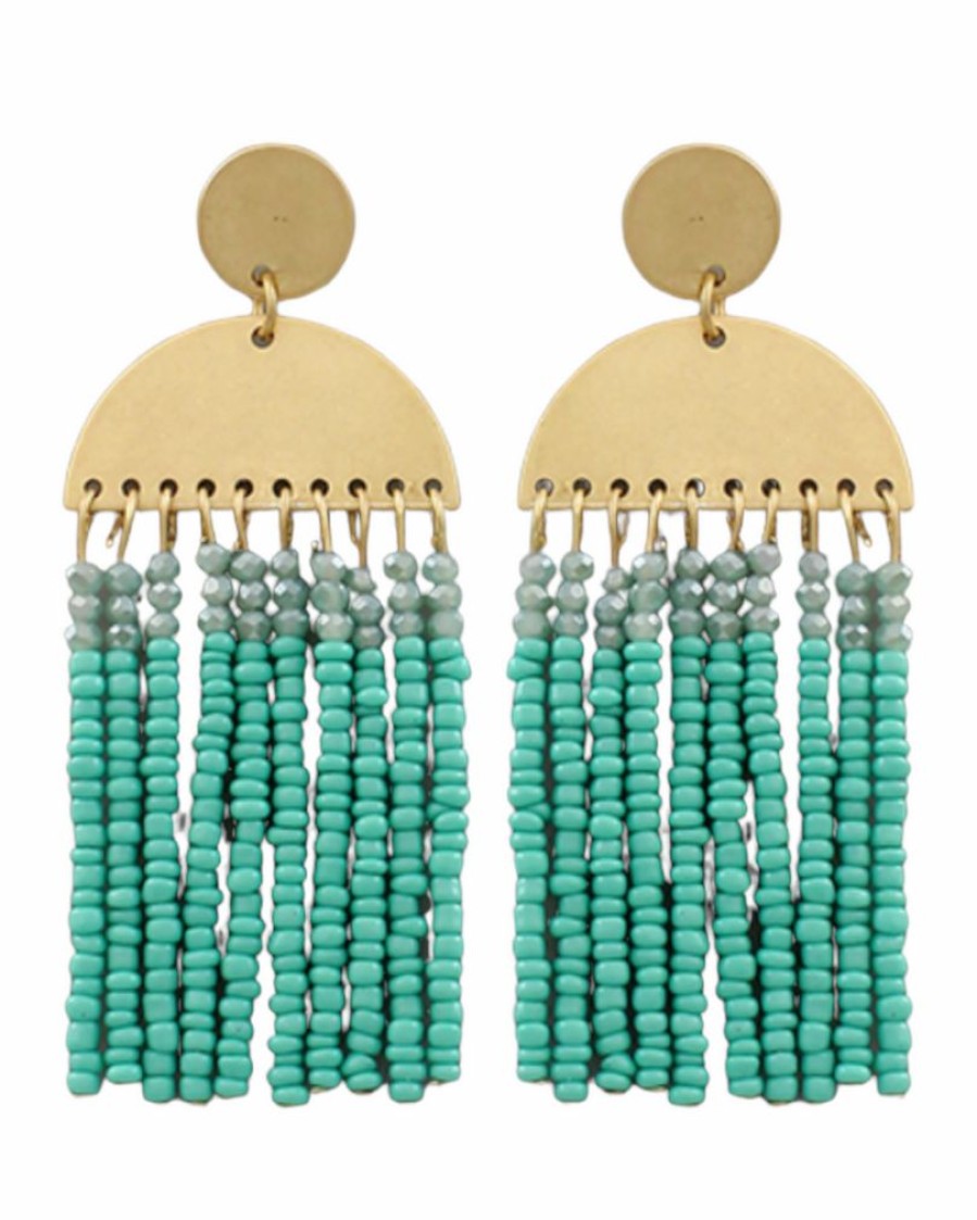 Gameday * | Buy Golden Stella Wedge & Bead Tassel Earrings