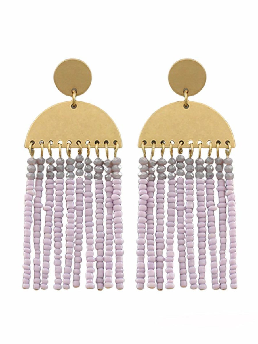 Gameday * | Buy Golden Stella Wedge & Bead Tassel Earrings