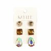 Gameday * | Deals Ashlee Corp Stunning 3 Pair Stud Earring Set