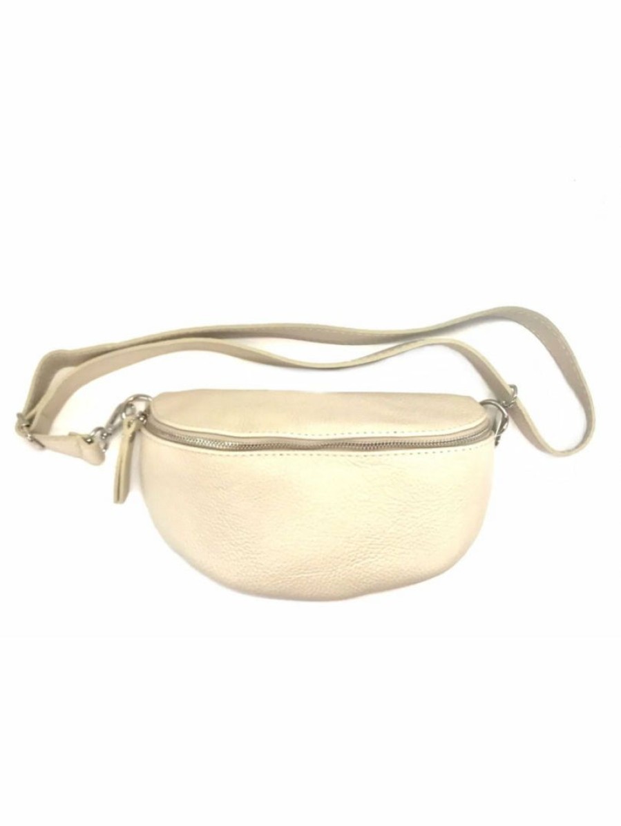 Gameday * | Best Reviews Of Bc Handbags Beige Leather Belt Bag