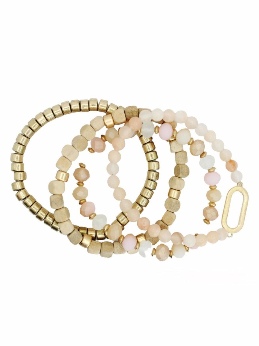 Gameday * | Flash Sale Jewelry Multi Beaded Stack Bracelet Set