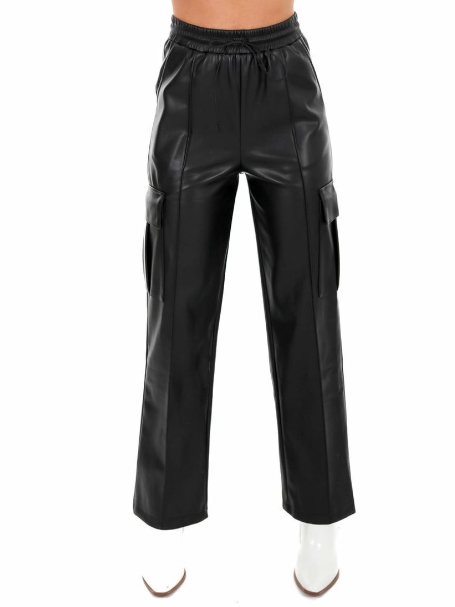 Clothing * | Outlet Aaron & Amber Slow Down Leather Cargo Pants Bottoms