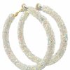 Gameday * | Budget Golden Stella 50Mm White Glitter Hoop Earrings