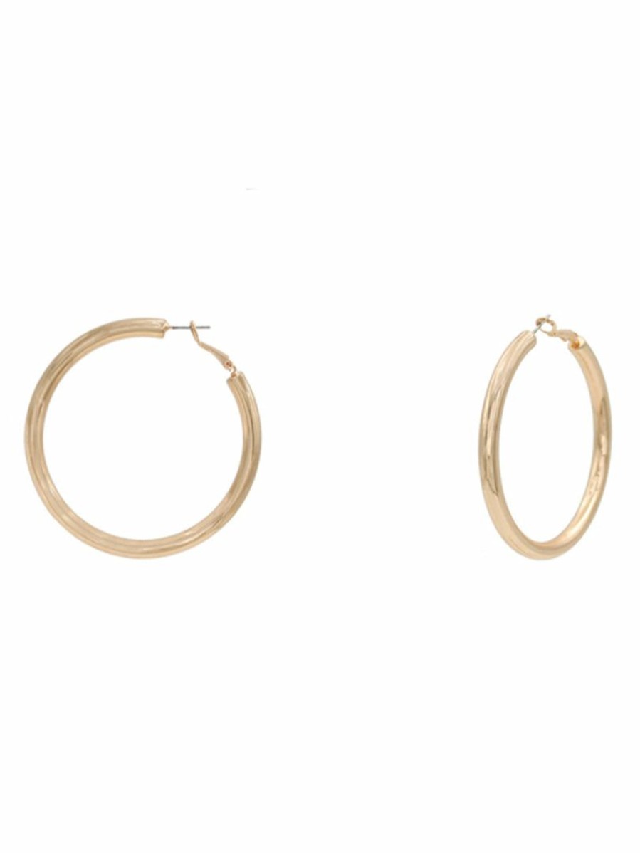 Gameday * | Best Reviews Of Rnk Earrings 2 Inch Brass Hollow Hoop