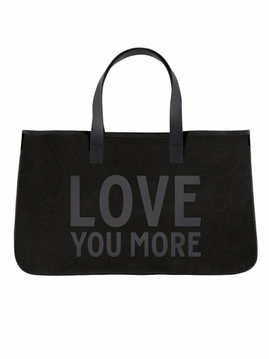 Gameday * | Cheapest Accessories Love You More Black Canvas Tote Bags