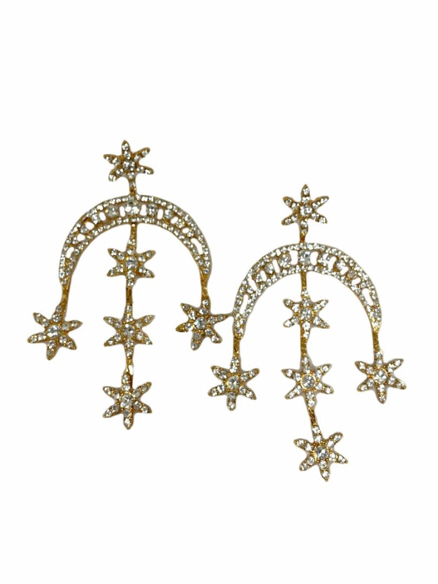 Gameday * | Flash Sale Jewelry Glitzy Gold Statement Earrings