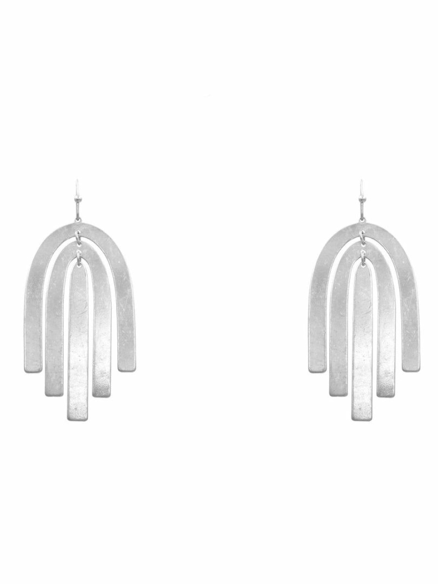 Gameday * | Cheap Rnk Arch Layered Metal Earrings