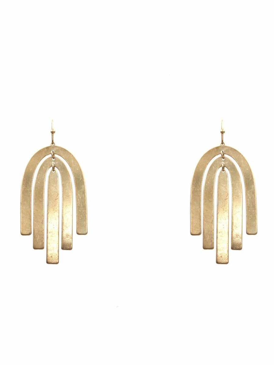 Gameday * | Cheap Rnk Arch Layered Metal Earrings