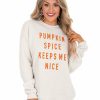 T-Shirts * | Top 10 Oat Collective Pumpkin Spice Keeps Me Nice Pullover Holiday Tees Heather Dust