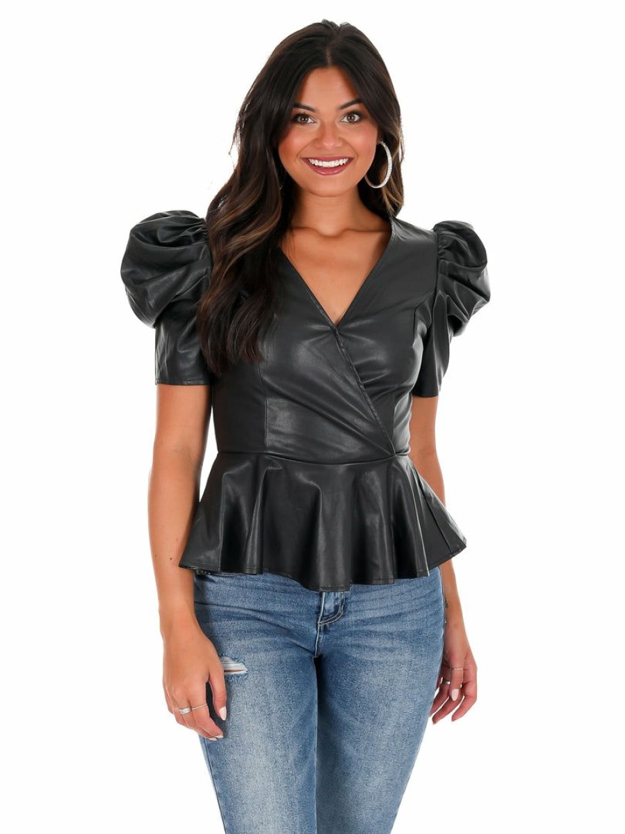 Clothing * | Best Reviews Of Flying Tomato Dream Of Me Leather Top Black