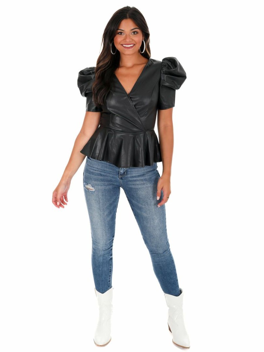 Clothing * | Best Reviews Of Flying Tomato Dream Of Me Leather Top Black