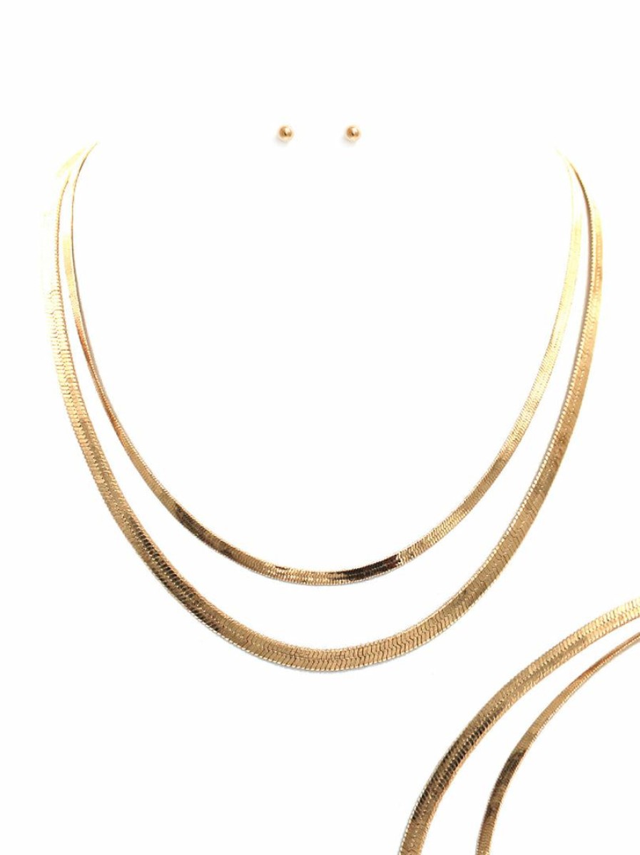 Gameday * | Promo Rnk Necklaces Brass Snake Chain Layered Necklace