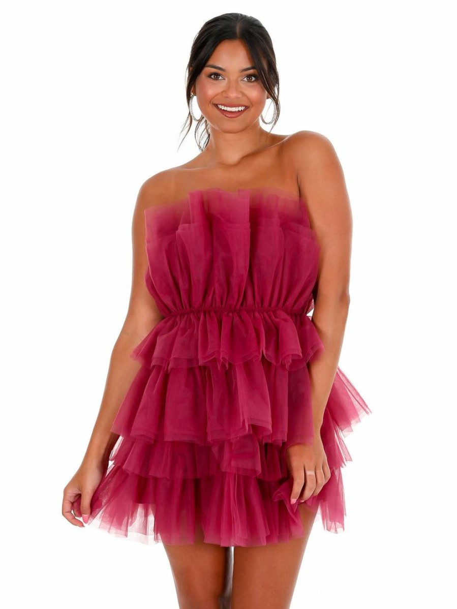 Clothing * | Cheap Mable Dresses My Ballerina Organza Ruffle Mini Dress Magenta