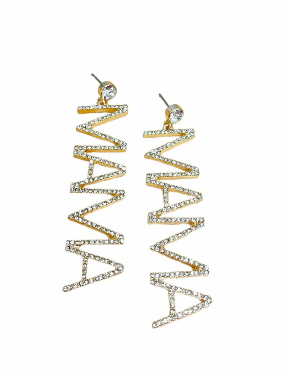 Gameday * | Best Reviews Of La Bien Aimee Mama Pave Stone Earrings