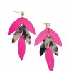 Gameday * | Flash Sale La Bien Aimee Wood And Acetate Pink Earrings