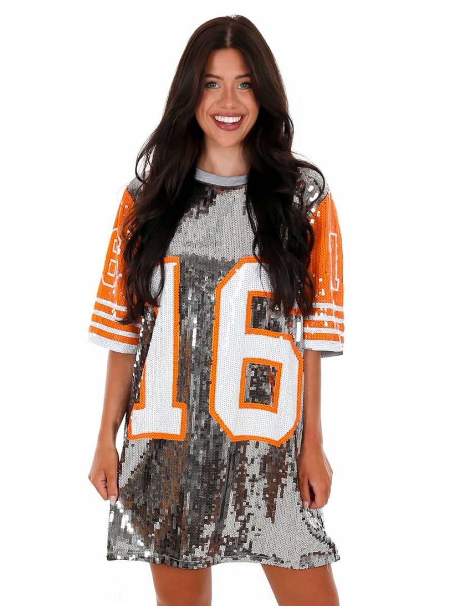 Gameday * | Best Pirce Josie'S Boutique Graphic Tees Sequin Jersey Dress Silver