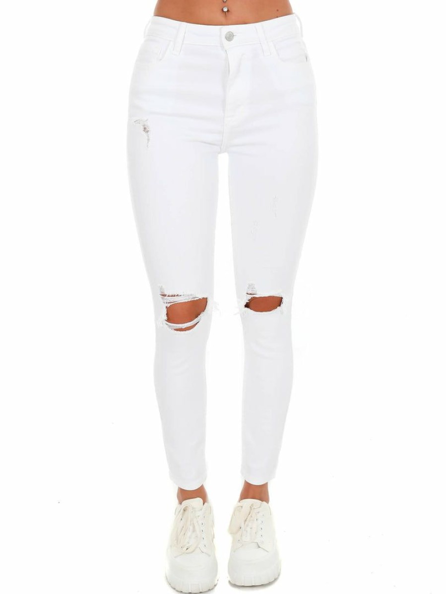 Clothing * | Hot Sale Cello Do Your Thing High Rise Skinny Jeans White