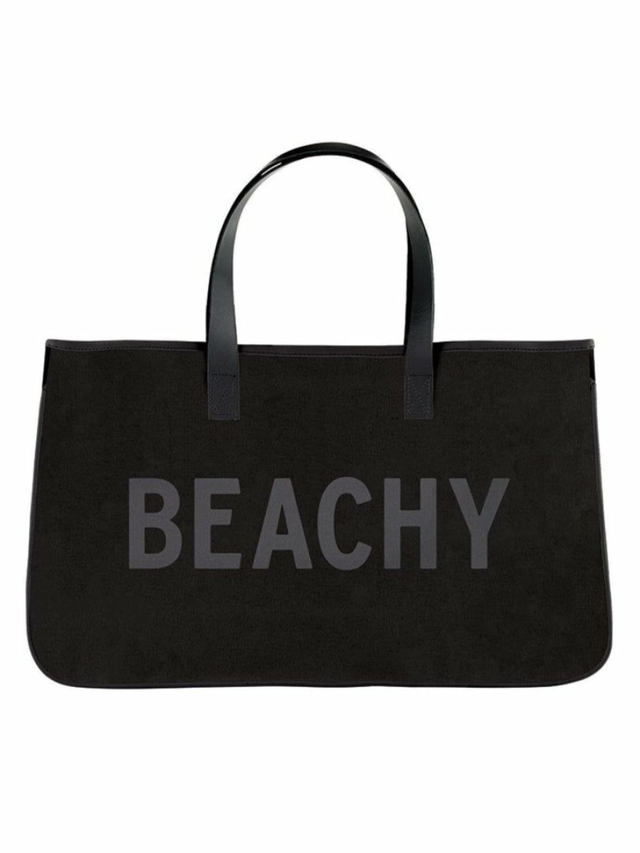 Gameday * | Hot Sale Accessories Bags Beachy Black Canvas Tote