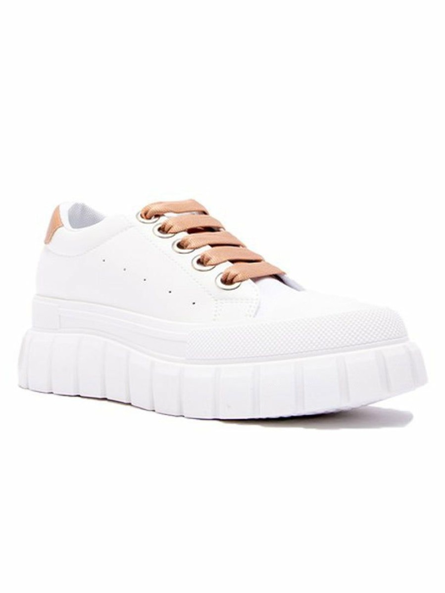 Shoes * | Best Sale East Lion Corp Newly Tan Lace Up Sneakers White/Tan