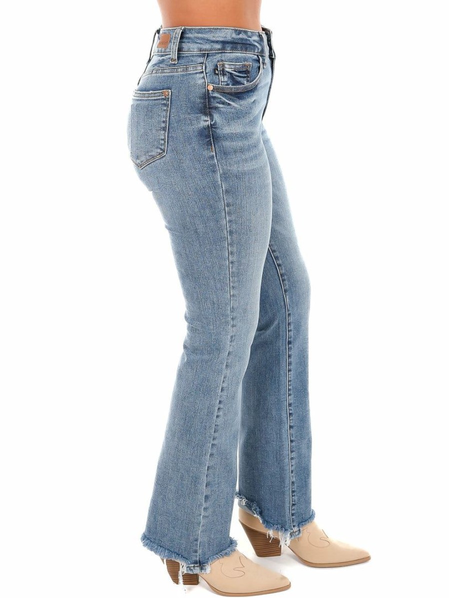 Clothing * | Buy Judy Blue High Rise Double Button Bootcut Jean Bottoms Medium