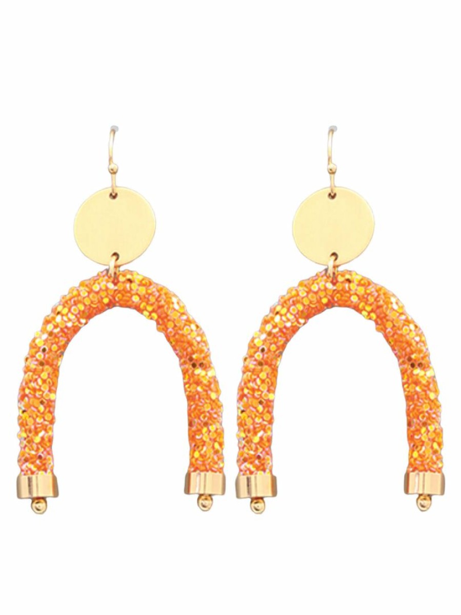 Gameday * | Brand New Golden Stella Arch Sparkling Tube Earrings