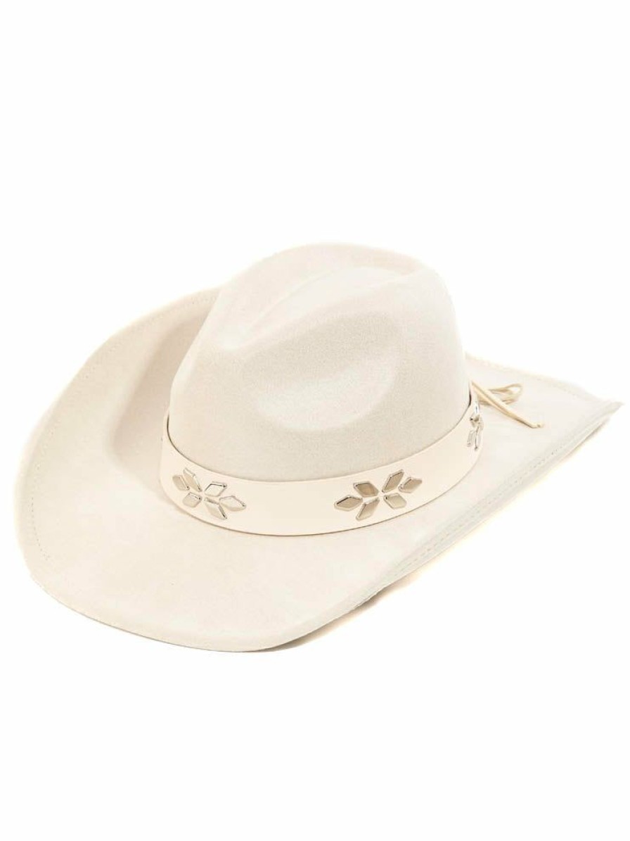 Gameday * | Flash Sale Fame Accessories Flower Strap Cowboy Hat