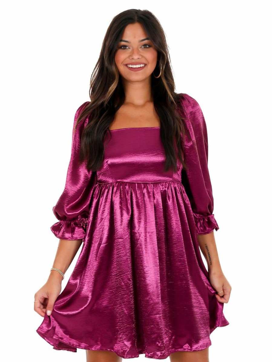 Clothing * | Buy Entro Not In Love Satin Mini Dress Sangria