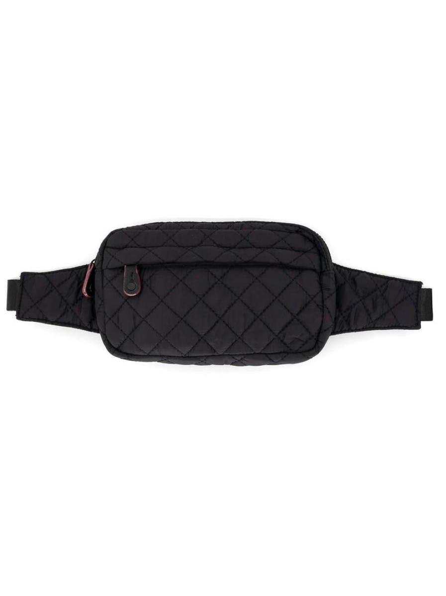 Gameday * | Brand New Bc Handbags Quilted Black Fanny Pack