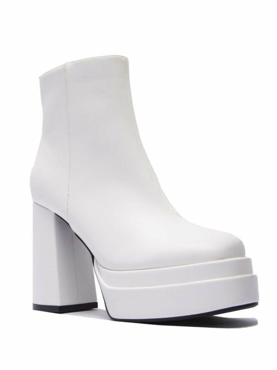 Shoes * | Top 10 East Lion Corp Wellness Double Platform Chunky Heeled Booties White