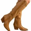 Shoes * | Top 10 East Lion Corp Gitty Up Crinkle Tall Cowboy Boots Tan