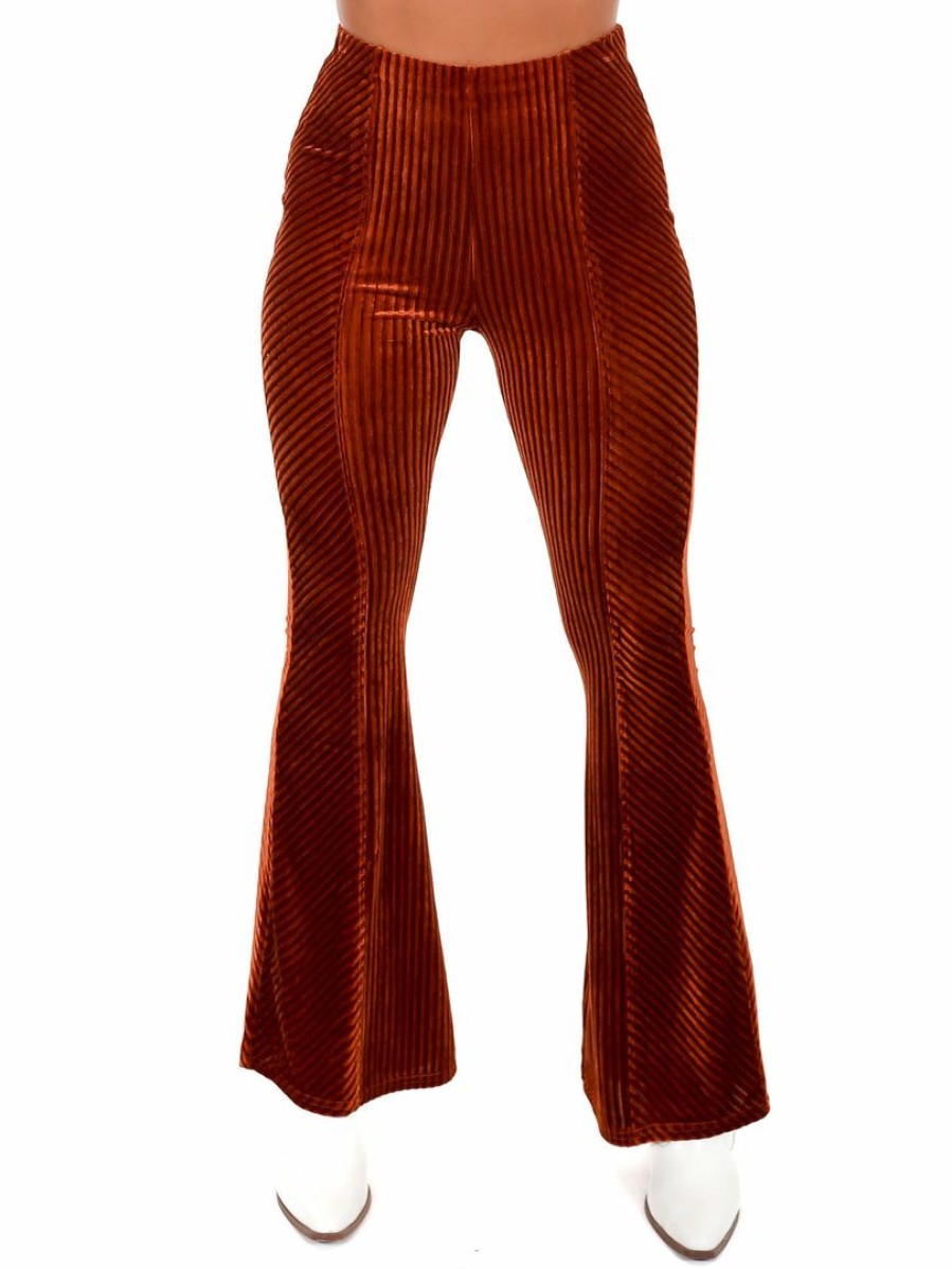 Clothing * | Hot Sale Easel Spirit In The Sky Velour Bell Bottom Pants