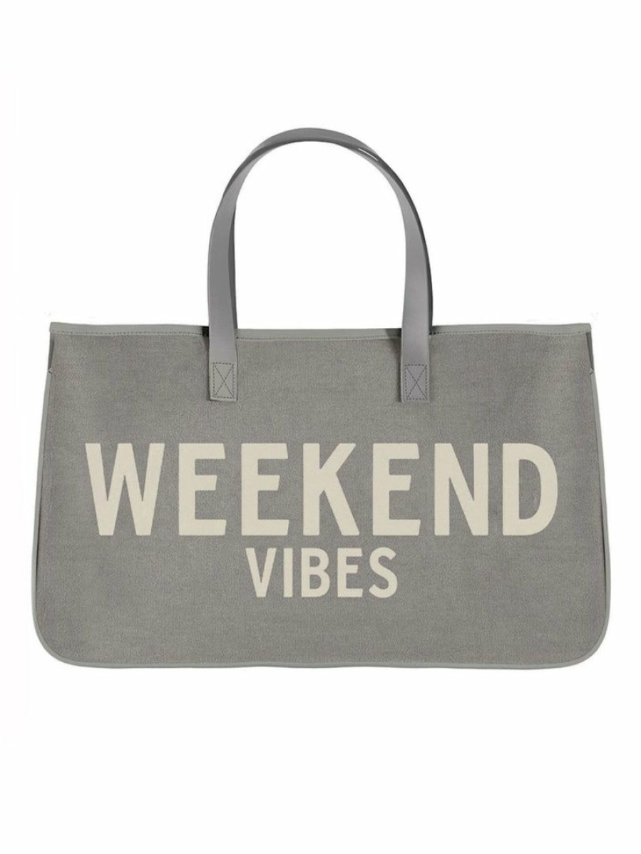 Gameday * | Flash Sale Accessories Weekend Vibes Grey Canvas Tote