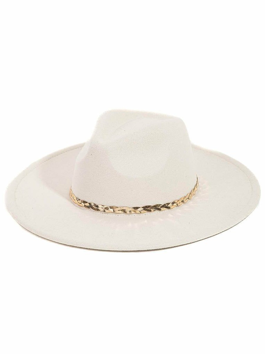 Gameday * | Outlet Fame Accessories Braided Snake Chain Fedora Hat Hats