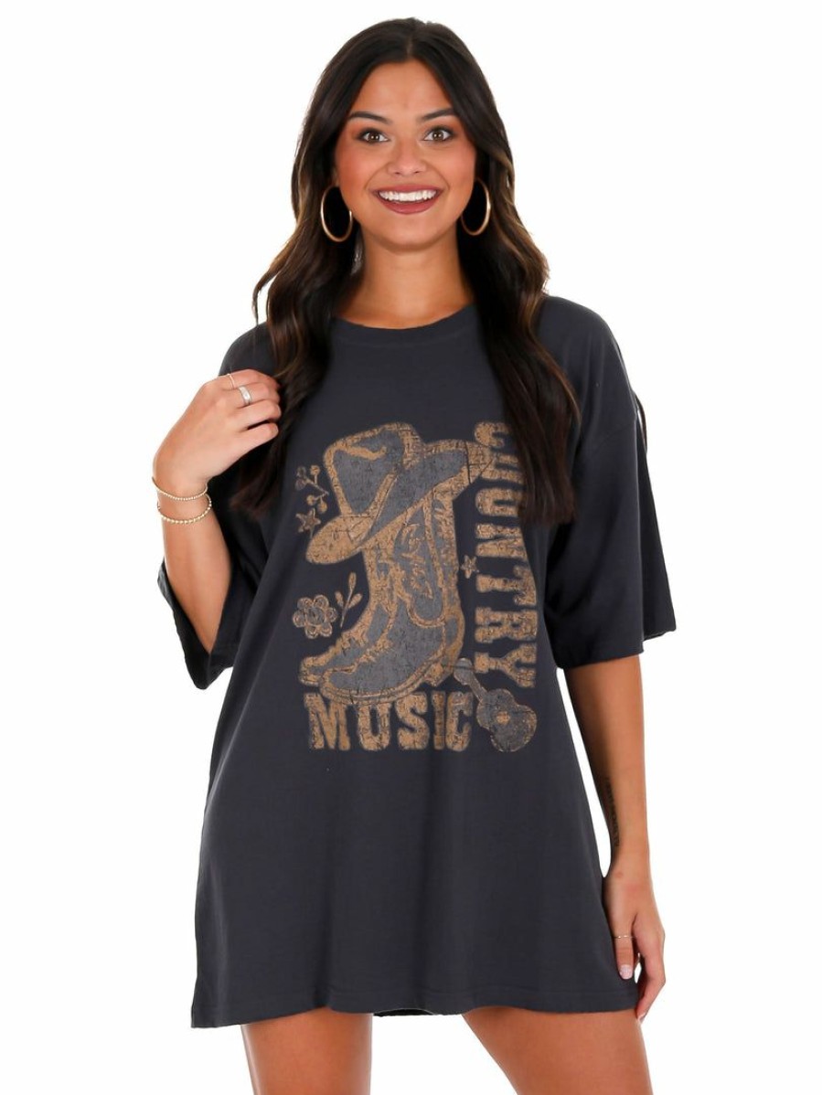 T-Shirts * | Wholesale Zutter T-Shirts Country Music Graphic Tee Black