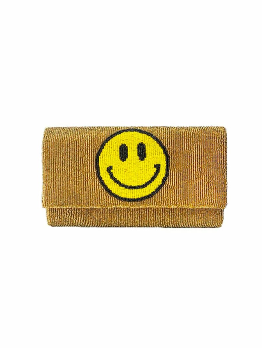 Gameday * | Discount Accessories Bags Smiley Seedbead Clutch Bag