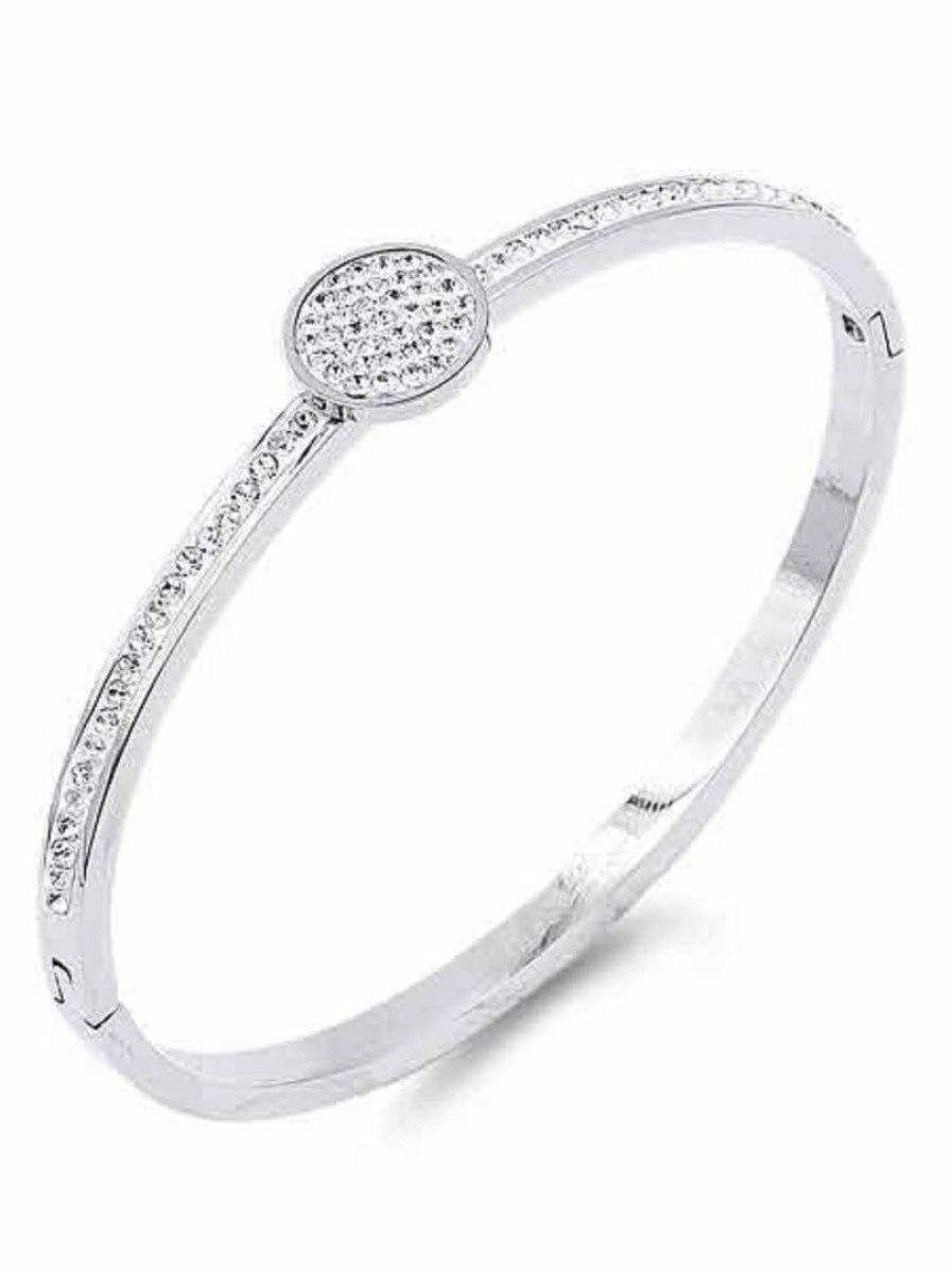 Gameday * | Wholesale Impression Costume Jewelry Bracelets Stainless Steel Cz Circle Bracelet