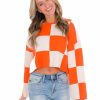 Clothing * | Cheap Crescent Hold Me Closer Checkered Top Tops Orange