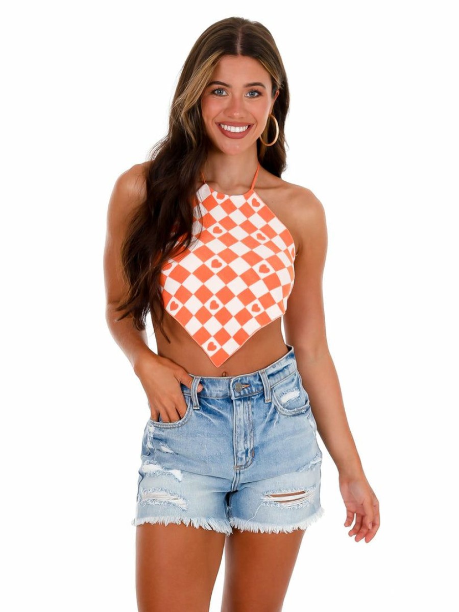 Gameday * | Cheapest Dreamers Score Six More Halter Crop Top Apparel Orange