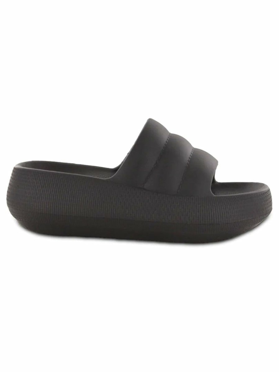 Shoes * | Wholesale Mia Sandals Kandy Platform Pillow Slides Black