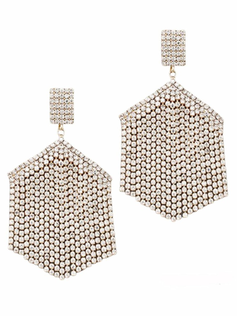 Gameday * | Best Reviews Of En Stella Hexagon Crystal Fringe Earrings