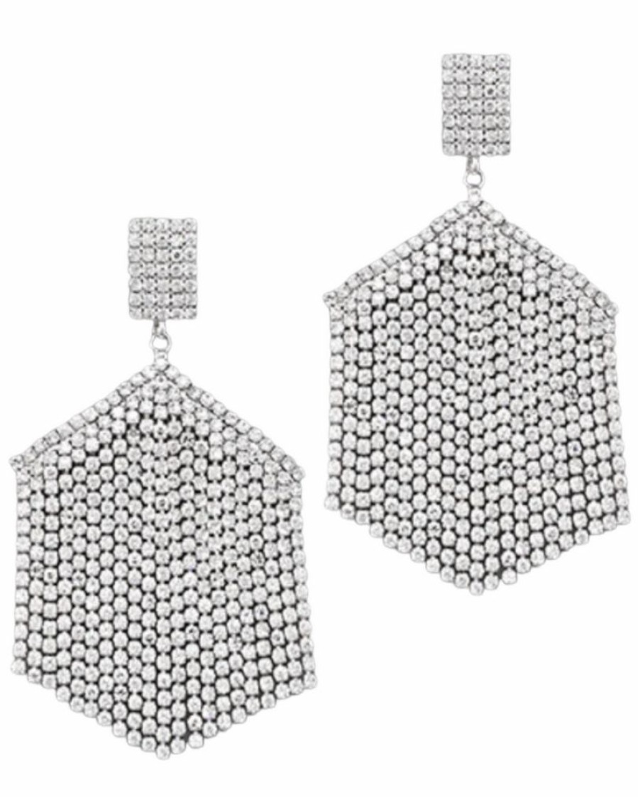 Gameday * | Best Reviews Of En Stella Hexagon Crystal Fringe Earrings