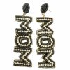 Gameday * | Cheapest Treasure Import Beaded Black Mom Earrings